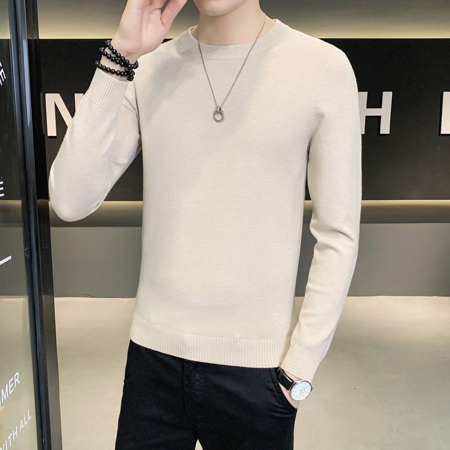 Herren Strickpullover Hochwertig Modern Schwarz