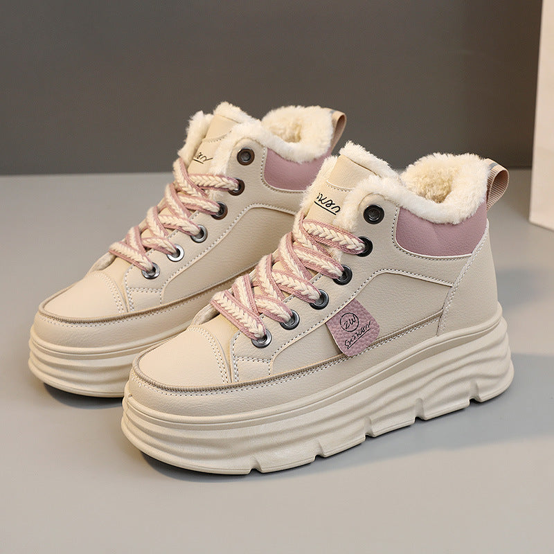Damen Sneaker Winter Warm Fleece Innensohle High-Top Schuhe