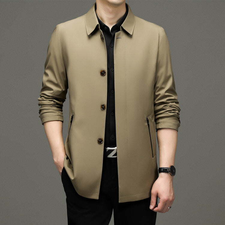 Herren Übergangsjacke Modern aus Leder Schwarz