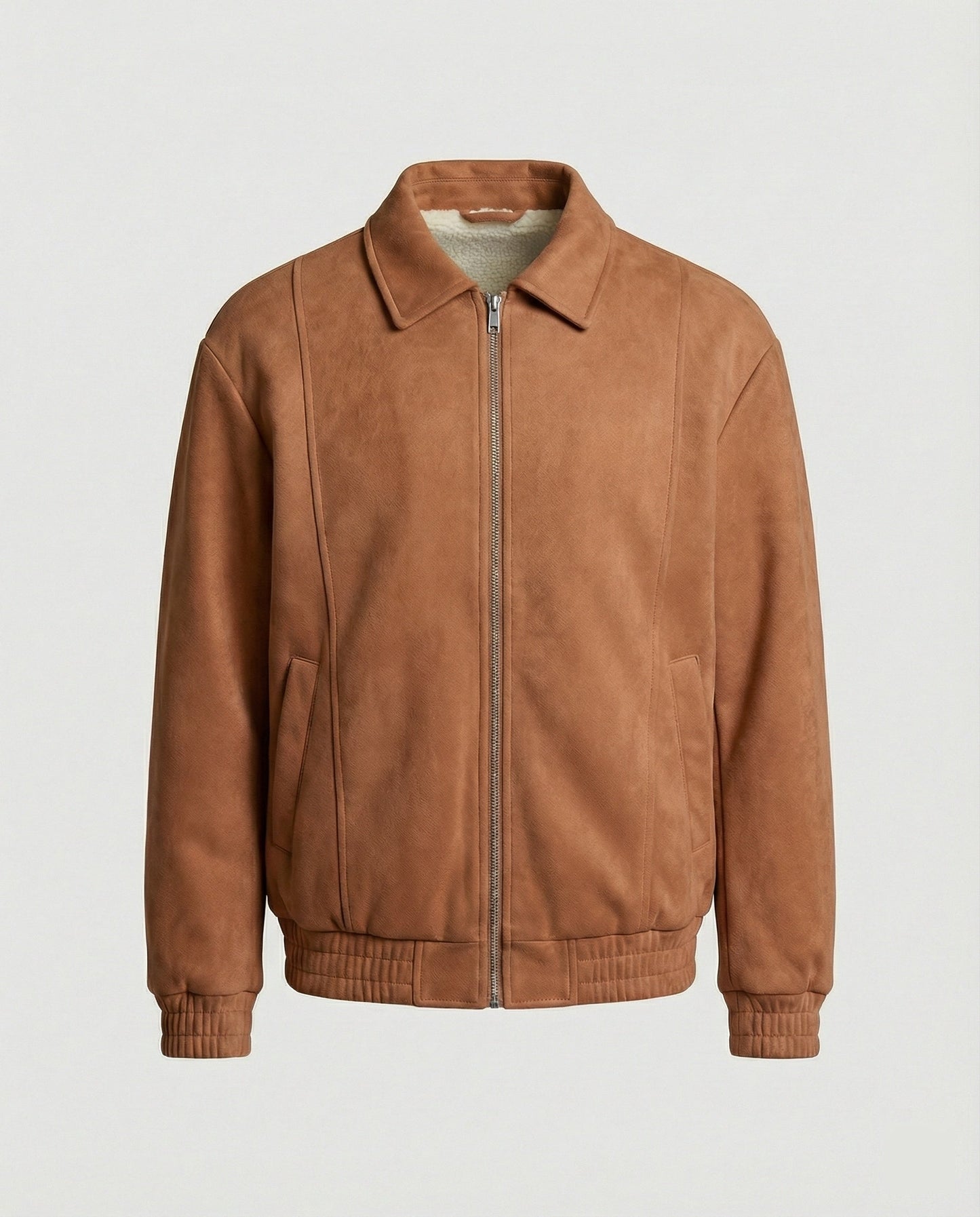 Lederjacke Herren Blouson Style Elastisch Reißverschluss