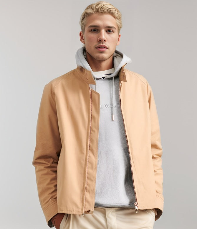 Herren Bomberjacke Modern Stehkragen Schwarz