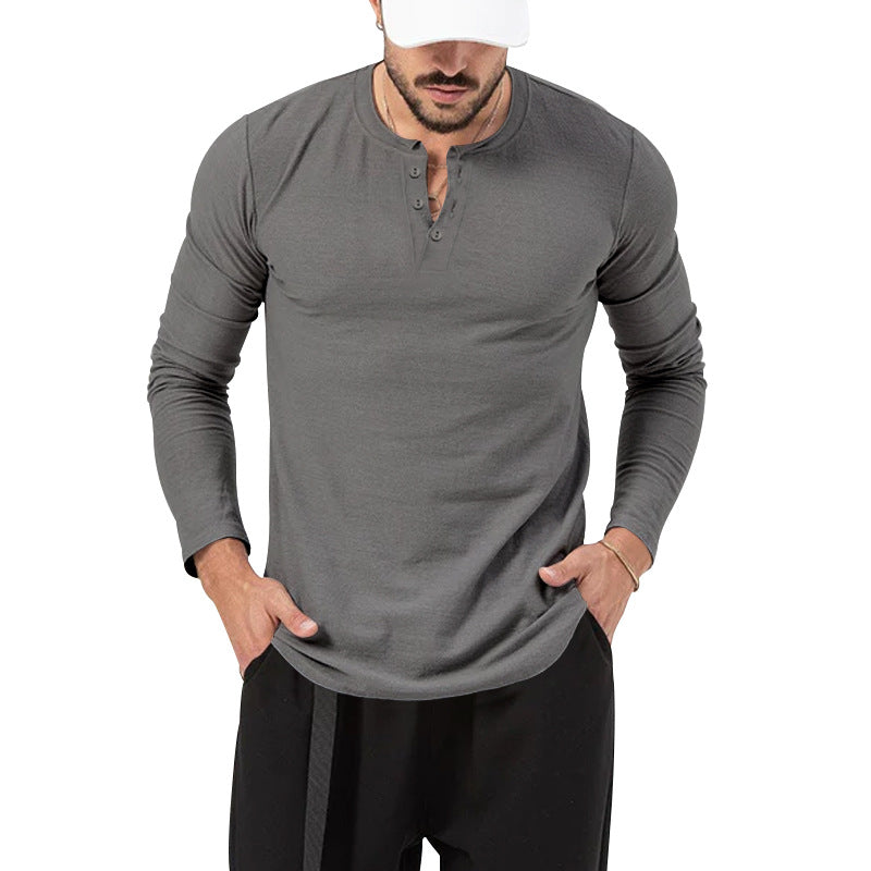 Herren Langarm-Shirt Baumwolle Modern Knöpfe
