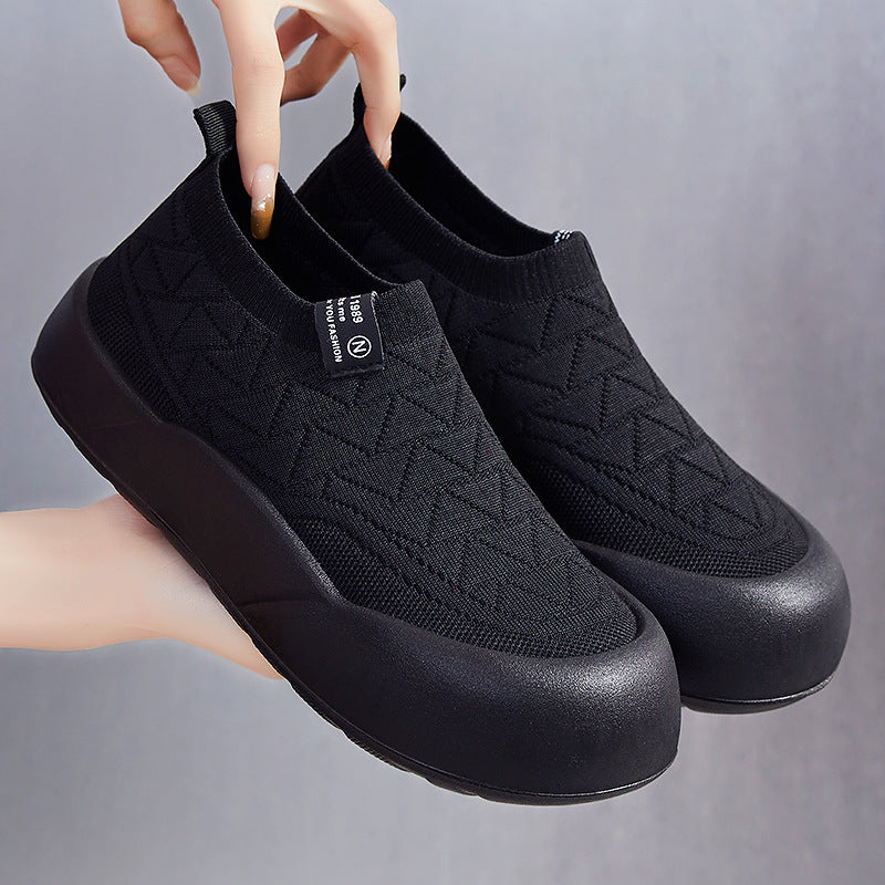 Damen Sneaker Bequem Slip-On mit Flexibles Strickdesign