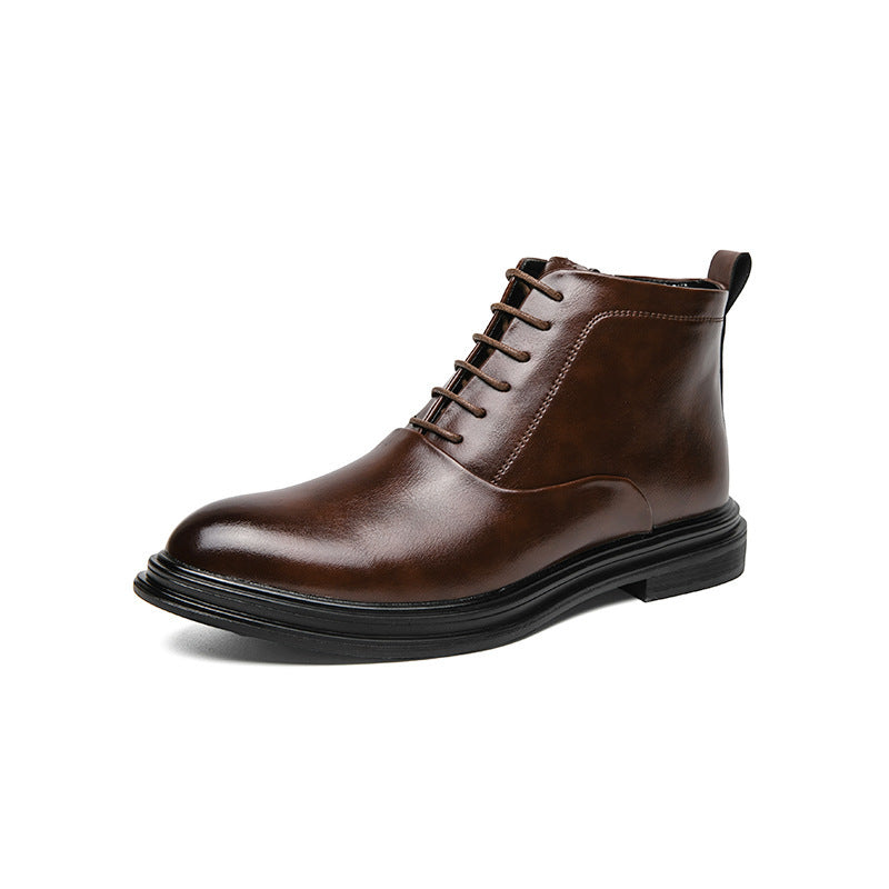 Damen Stiefel Elegant Leder Schnürschuhe Schwarz