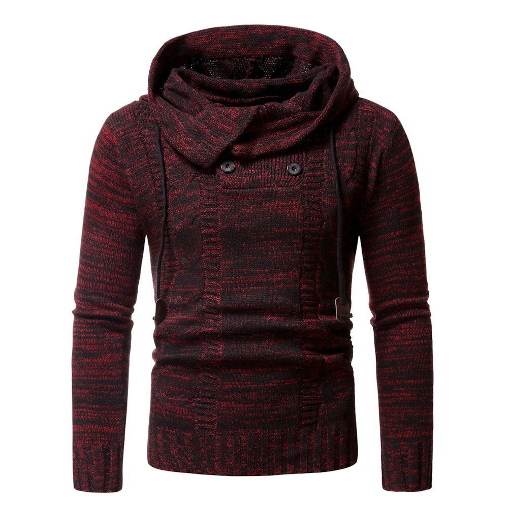 Moderne Strickpullover mit kuscheligem Kapuzenkragen und dekorativen Knopfdetails BerlinGlamour.