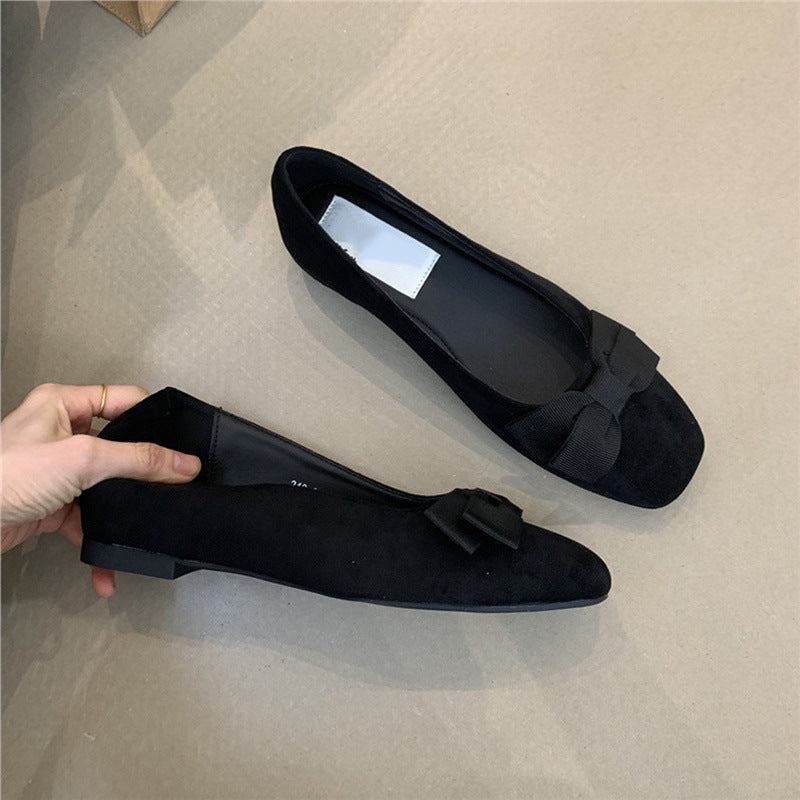 Damen Ballerinas Elegante Schleife Samt