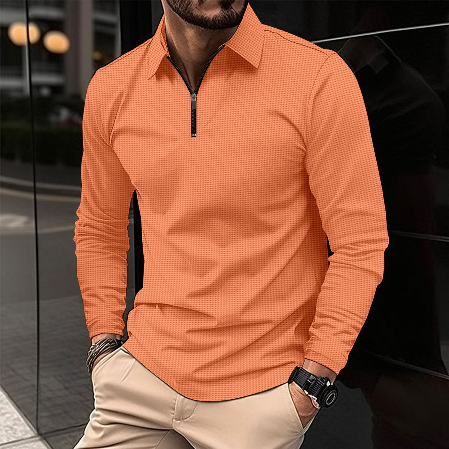Herren Hemd Stehkragen Reißverschluss Modern Berlin Style