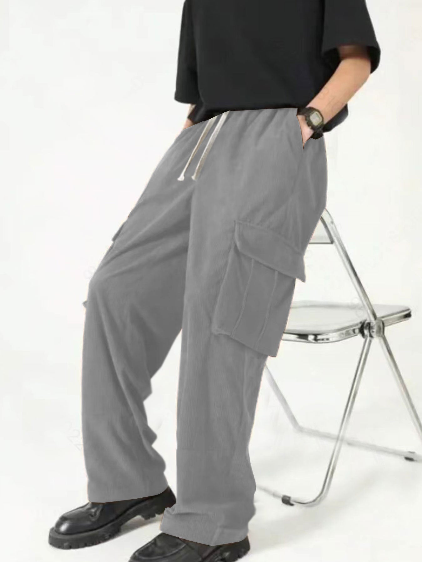 Herren Cargo-Hose mit Kordelzug und Seitentaschen Praktisch