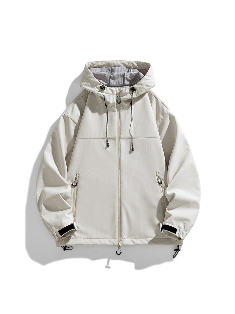 Herren Outdoorjacke Winddicht Funktionell Verstellbare Kapuze