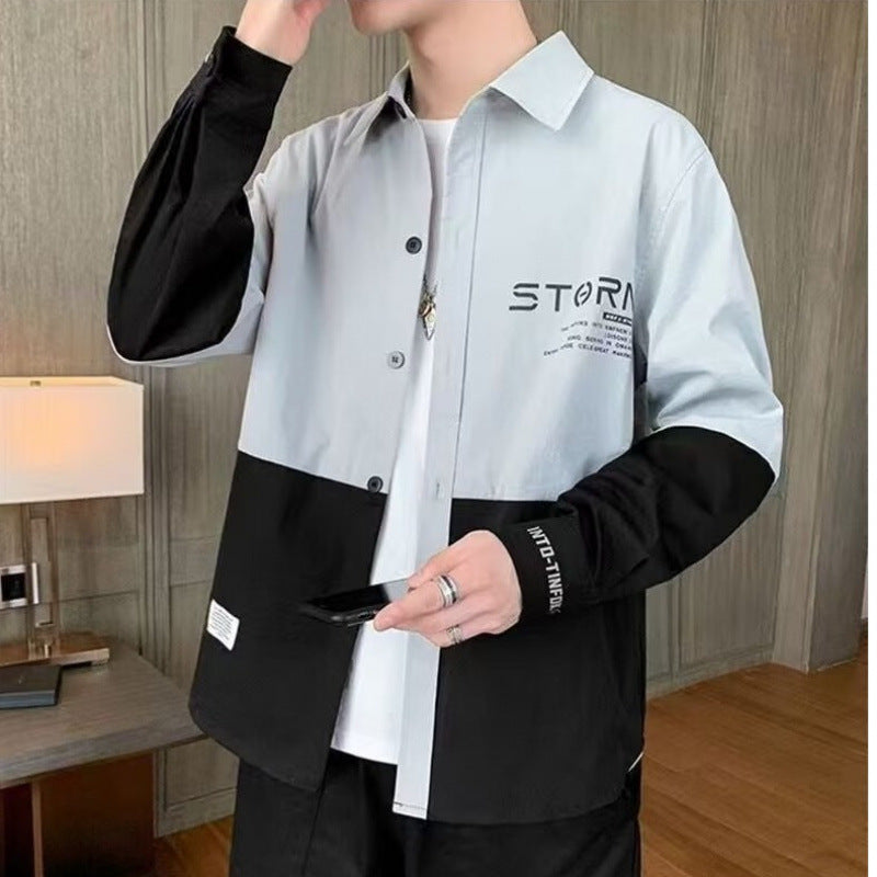 Herren Hemdjacke Modern Farbblock Design Slim Fit