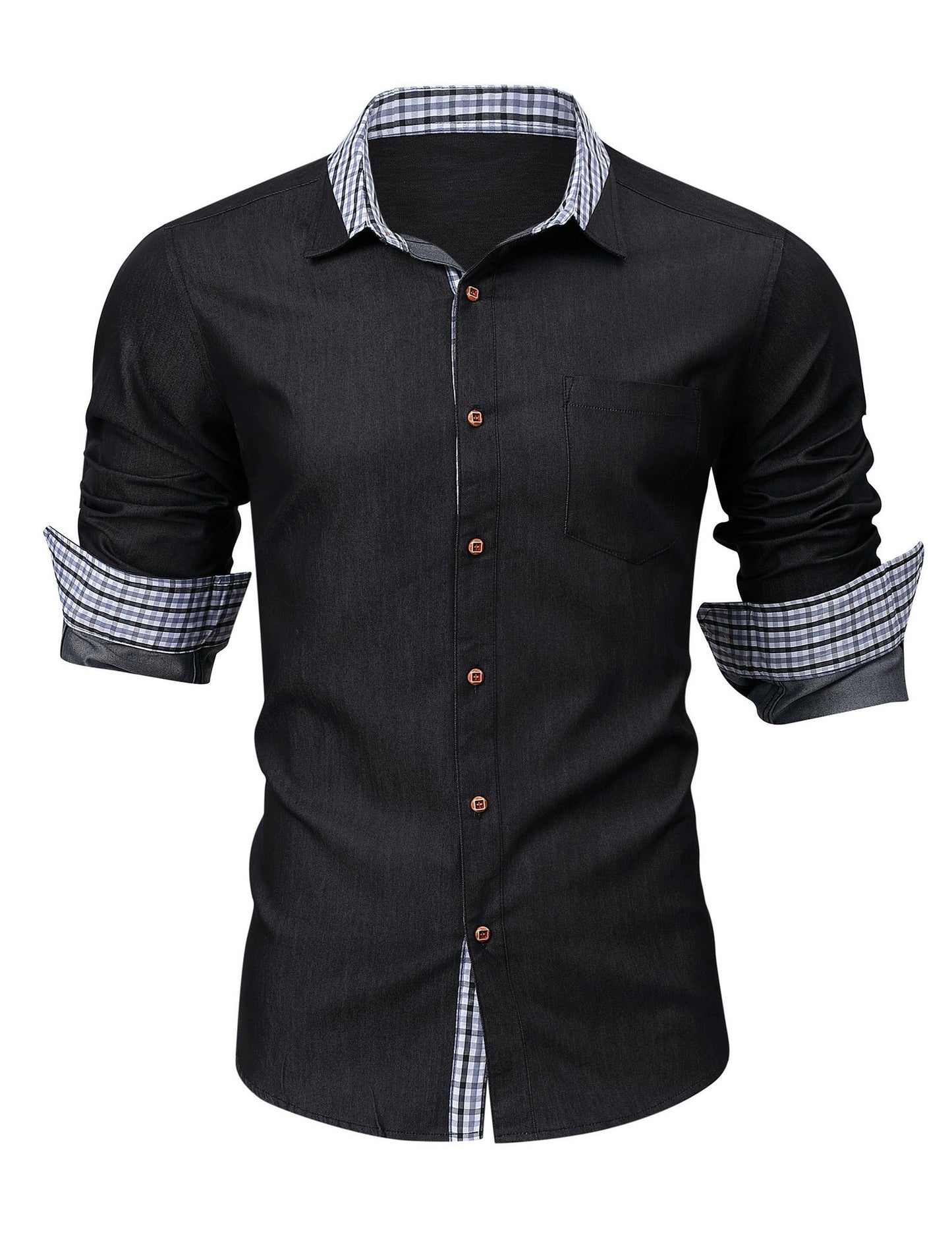 Herren Hemd Denim Kariert Modern Berlin Style