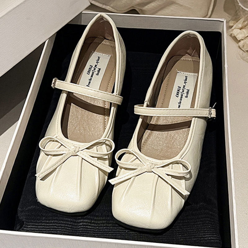 Damen Ballerinas Elegante Schleife Schnürsenkel Modisch