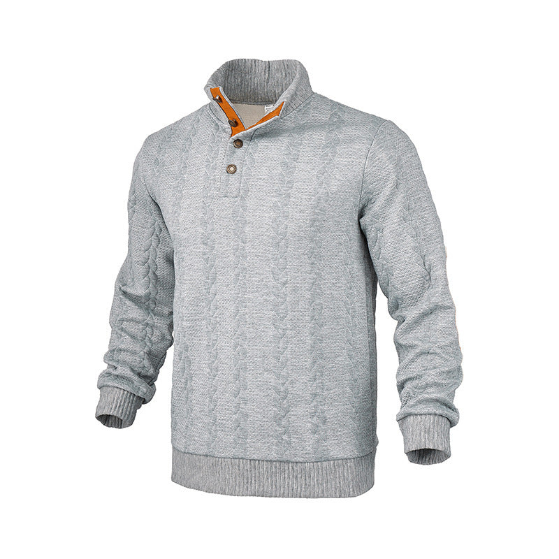 Herren Strickpullover Modern Stehkragen Kontrast Akzent