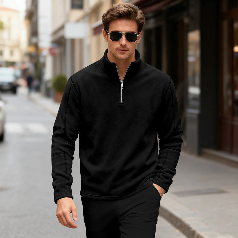 Herren Fleecepullover Kurz Reißverschluss Warm Modern