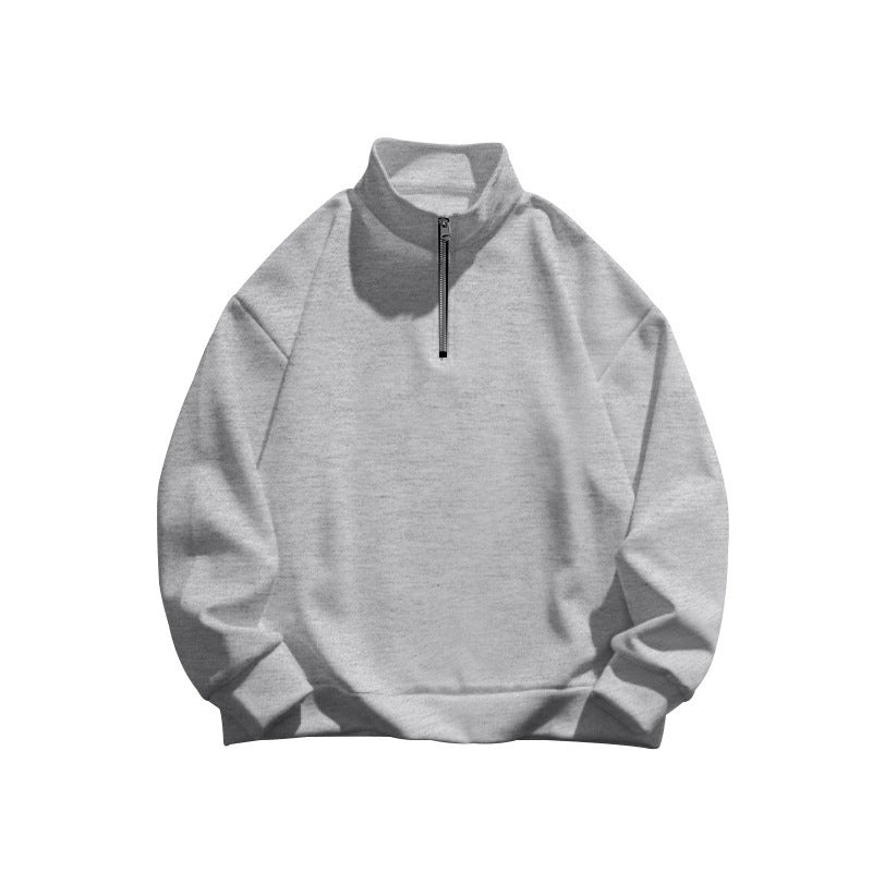 Herren Sweatshirt Stehkragen Halbzipp Reißverschluss Modern