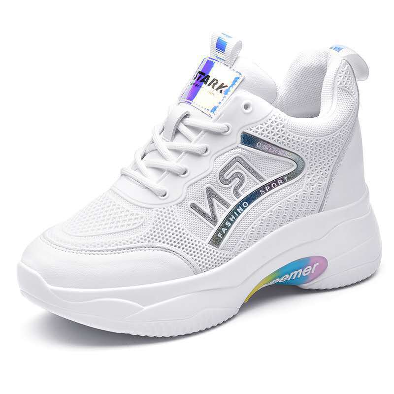 Damen Sneaker Sportlich Bequem Weißen Lederschuhe