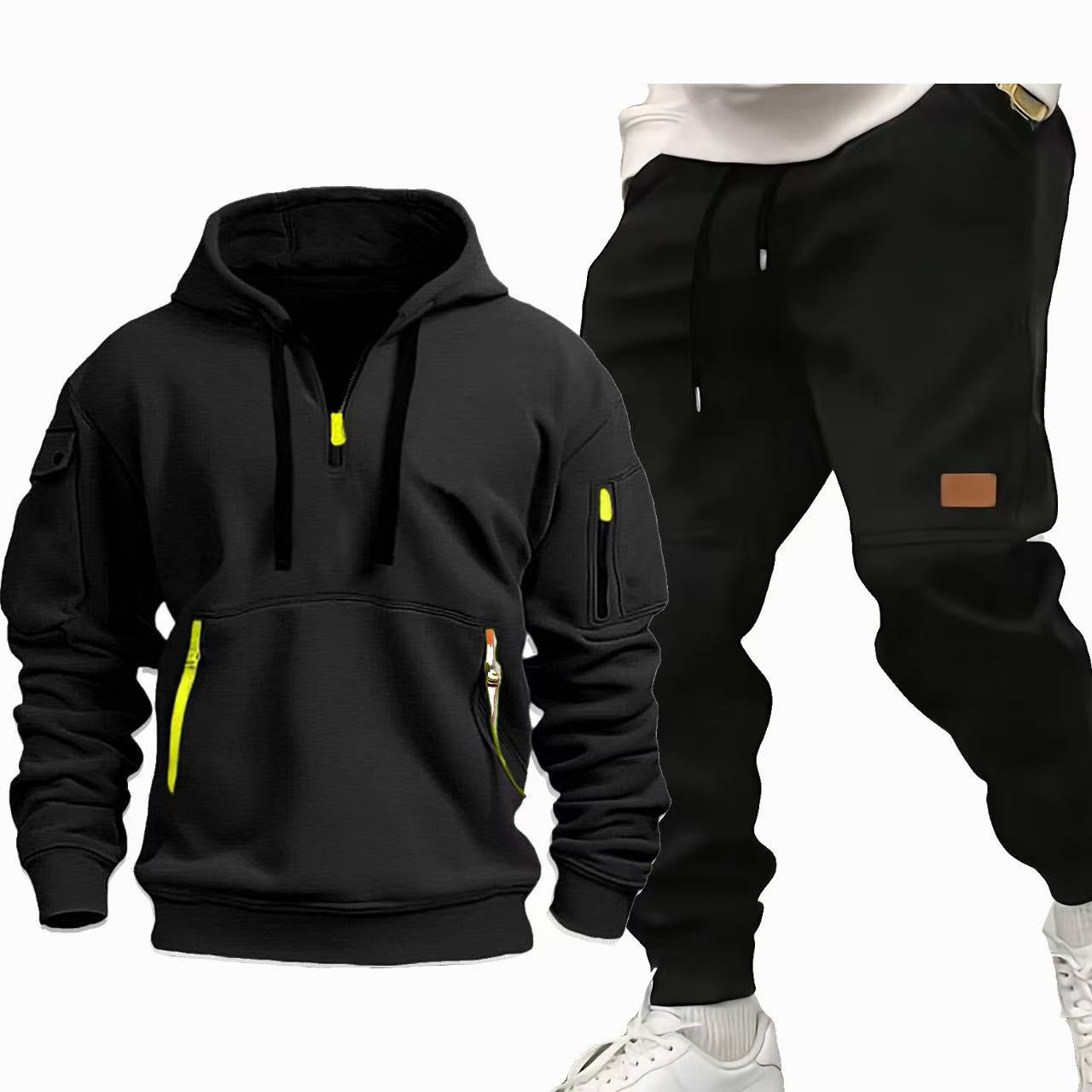 Herren Sportset Hoodie und Jogginghose Set Grau Funktionell