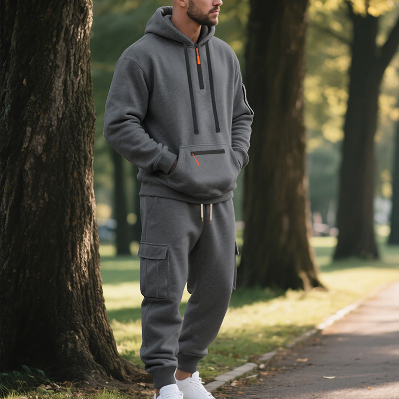 Herren Sportset Hoodie Bundhose Funktionstaschen