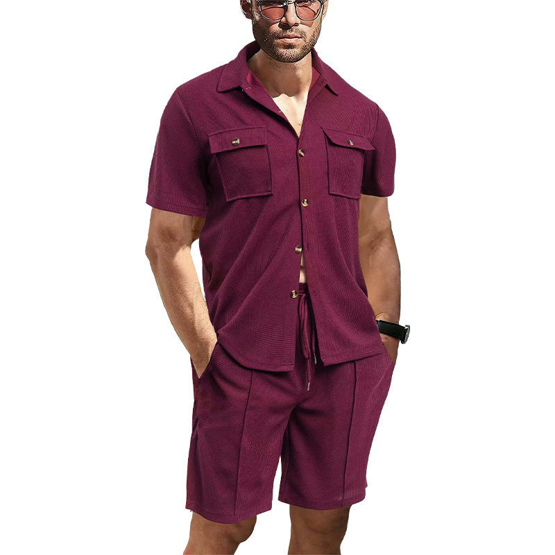 Herren Kurzarmhemd Style Sommer Shorts Set