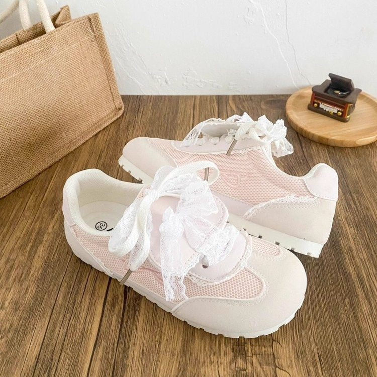 Damen Sneaker Spitze Atmungsaktiv Weiß Mode