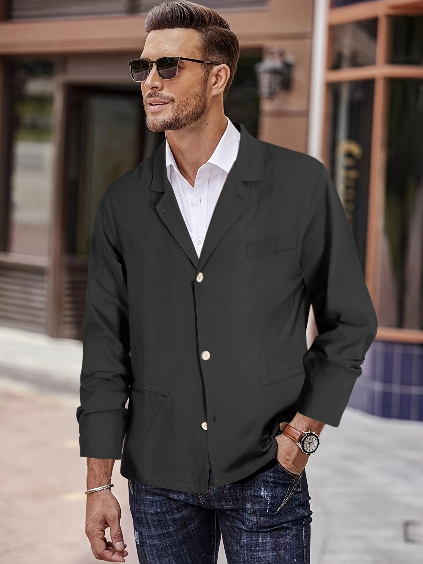Herren Blazerjacke Slim Fit Leicht Modern