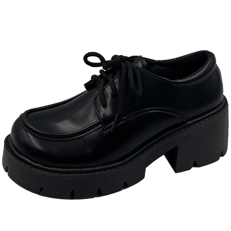 Damen Stiefel Schnürschuhe Hoch Blockabsatz Glänzend