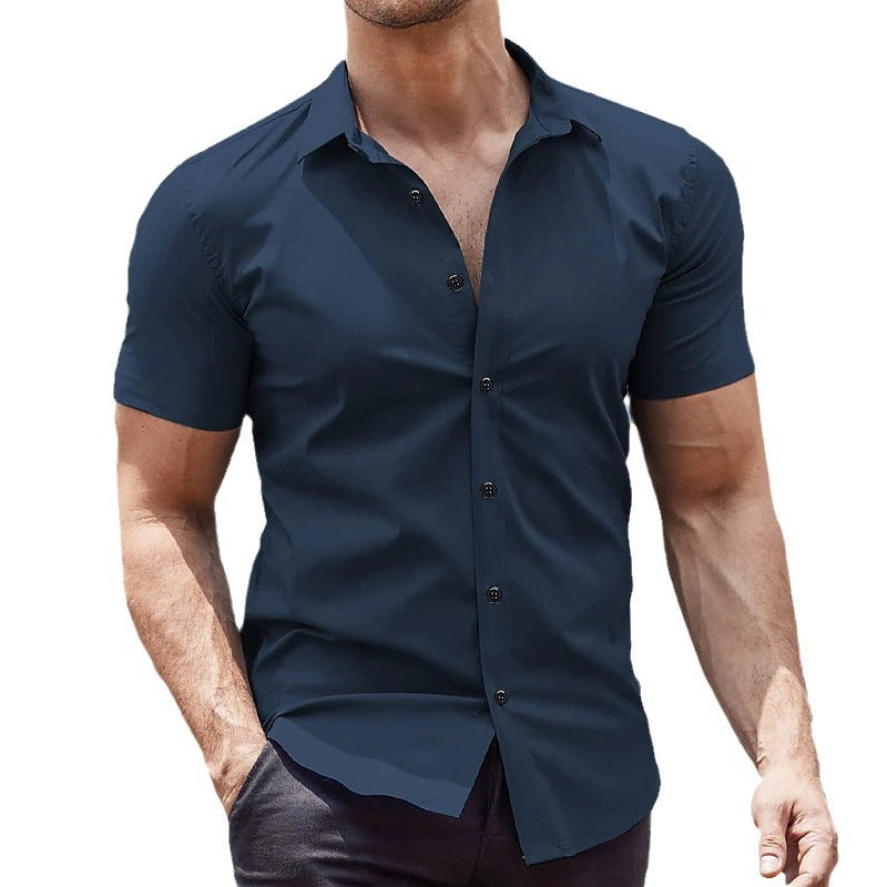 Herren Hemd Kurzarm Moderner Schnitt Slim Fit