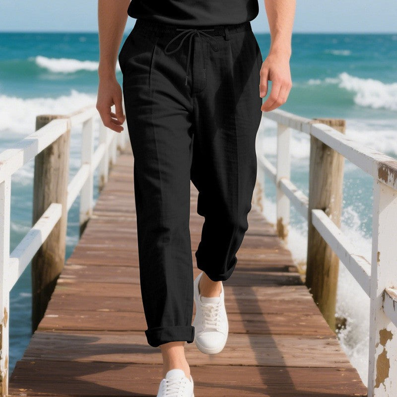 Sommerhose mit elastischem Bund und atmungsaktivem Material, ideal für lange Spaziergänge im Freien oder am Strand. Diese lässige Sommerhose ist atmungsaktiv und bietet optimalen Schutz vor Son