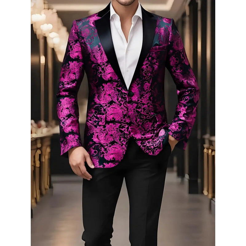 Herren Smoking Blazer Elegant mit Floralem Muster