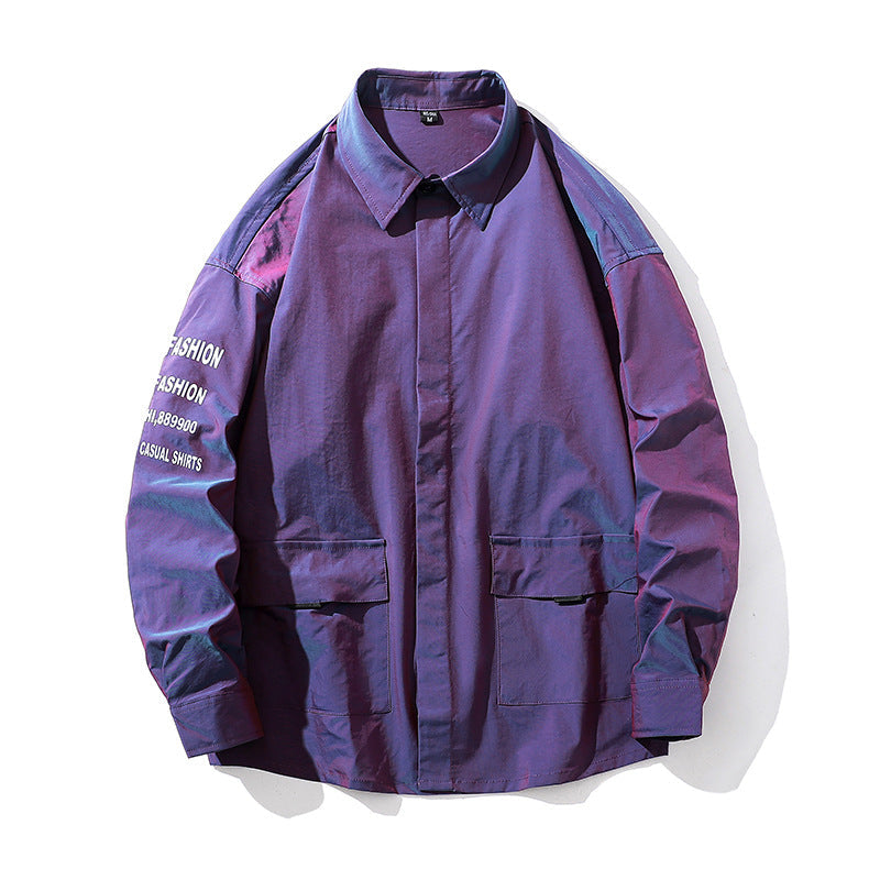 Herren Hemdjacke Lässig Mit Print Detail Modern