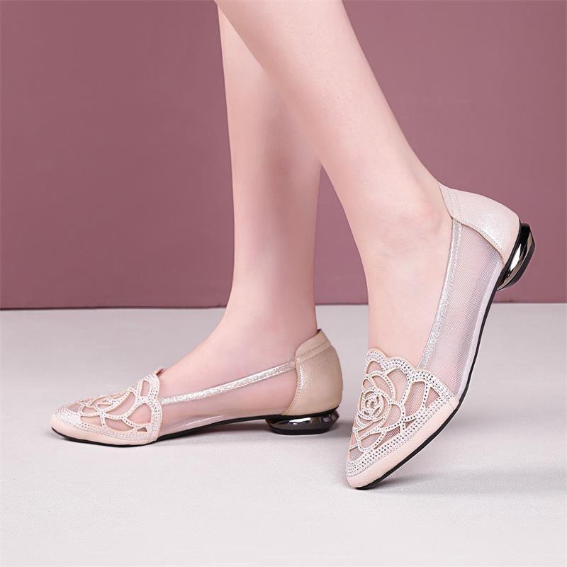 Damen Ballerinas mit Spitze Flach und Elegant
