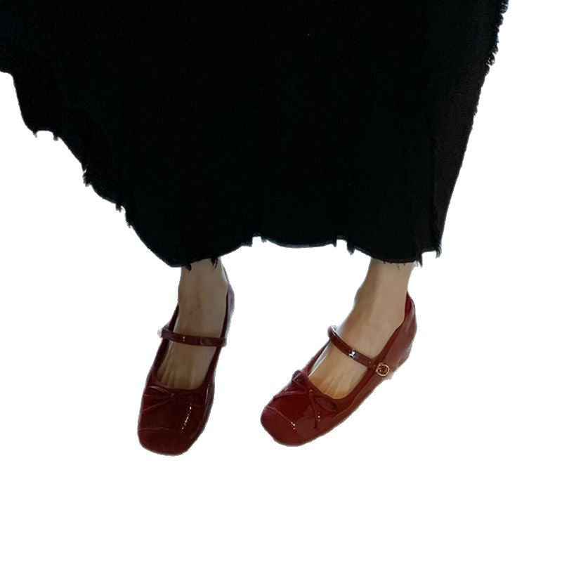 Damen Ballerinas Elegantes Lackleder Schuhe