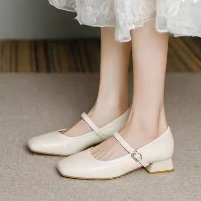 Damen Ballerinas Elegante Riemchen Schuhe Komfort Blockabsatz