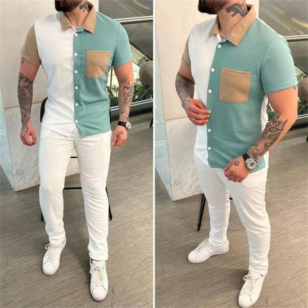 Männer Freizeit Outfit Farbblock Trendy