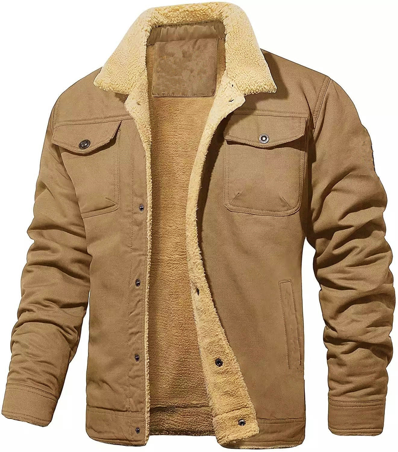 Herren Arbeitsjacke Gefüttert Warm mit Fleecefutter