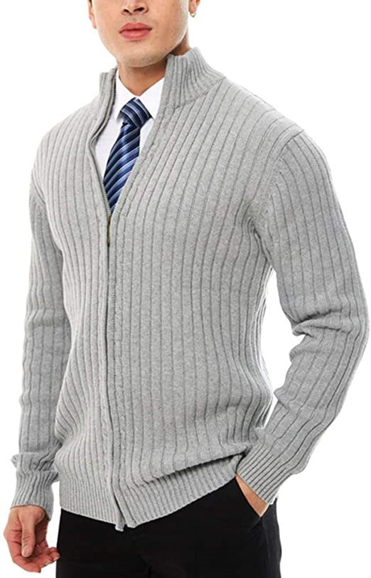 Herren Strickjacke Modern mit Reißverschluss und Rippmuster