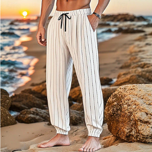 Herren Freizeithose Streifenmuster Elegant Modern