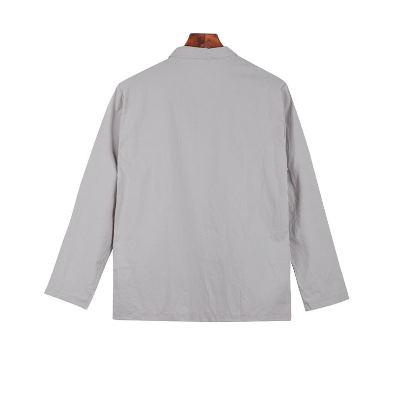 Herren Leinenjacke Lässig Modern mit Knöpfen
