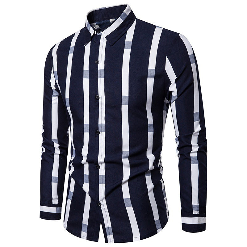 Herren Langarmhemd Streifenmuster Modern Slimfit