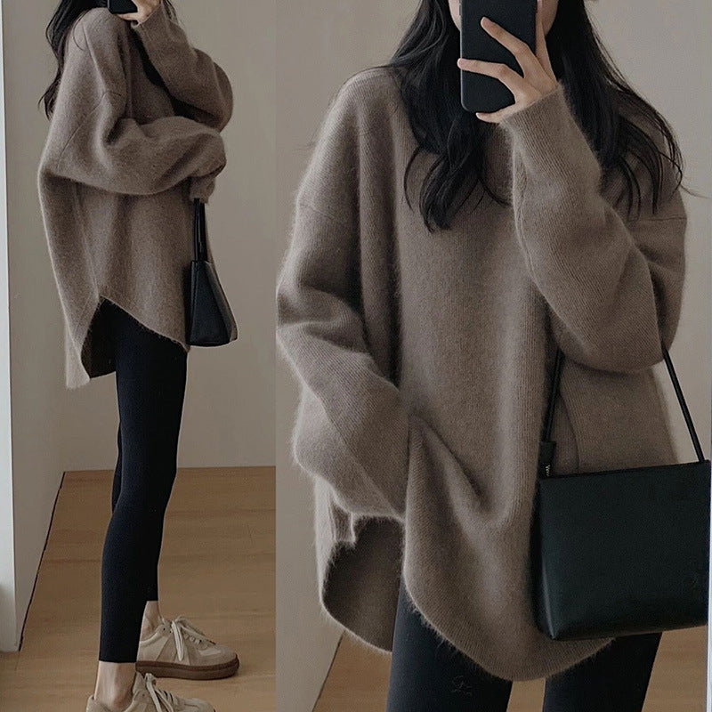 Damen Pullover Oversized Weich Großzügig Modern