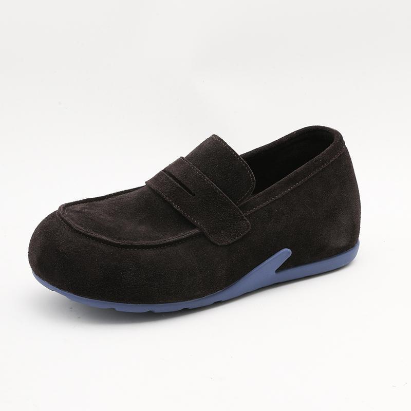 Damen Mokassins Wildleder Weich Bequem Verstellbar