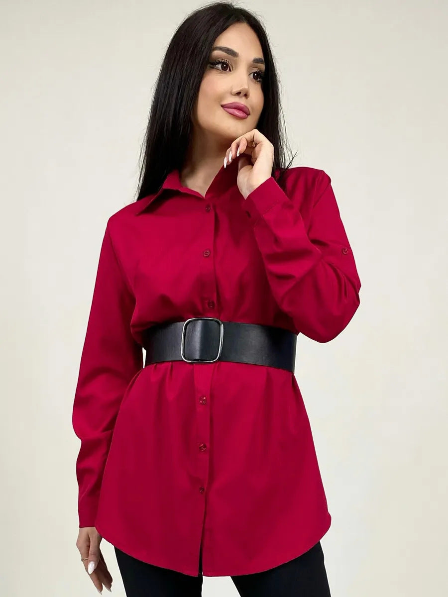 Damen Langarmbluse Modern mit Stehkragen