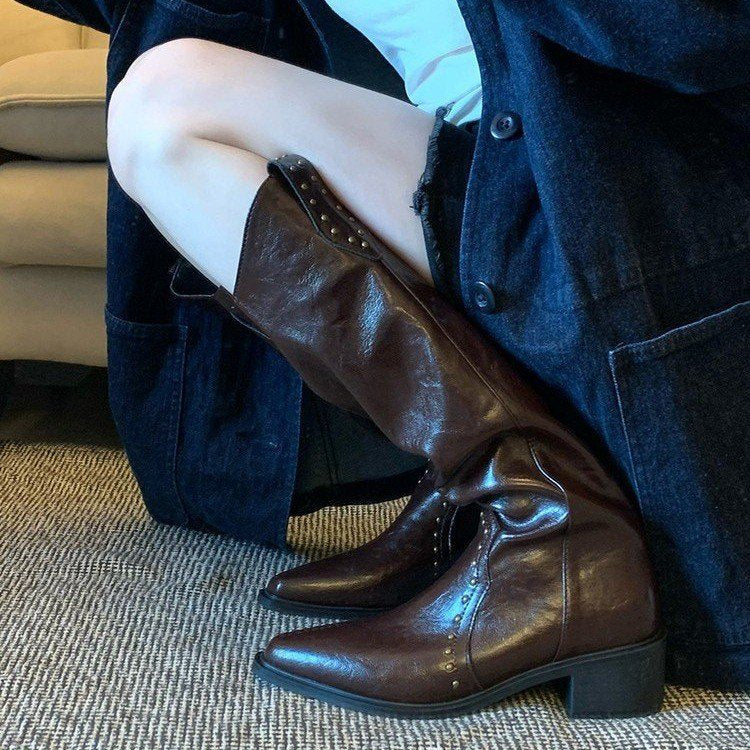 Damen Stiefel Cowboystyle mit Nieten Western Look