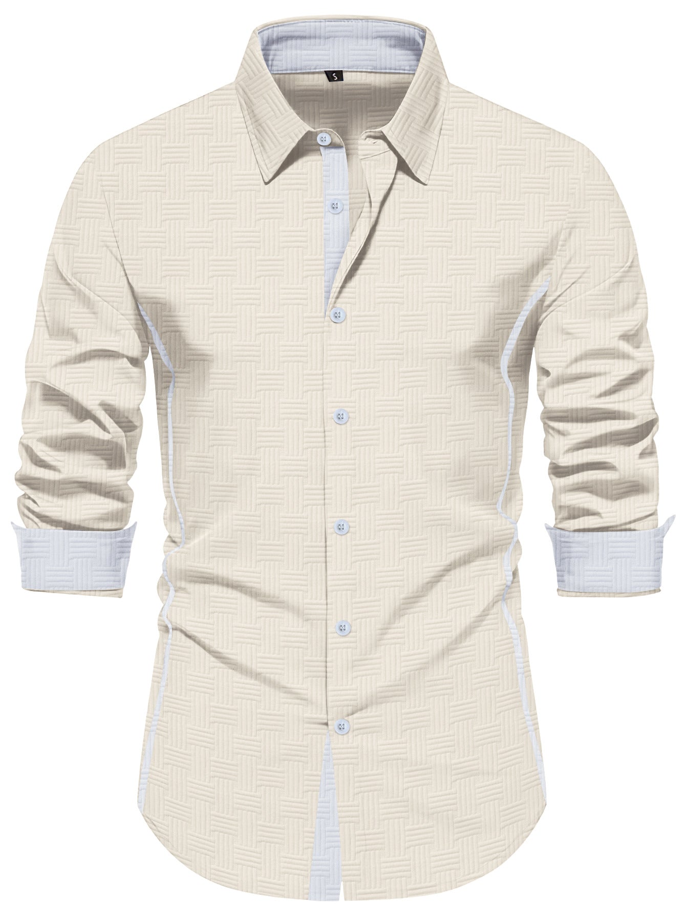 Herren Langarmhemd Modern mit Strukturdesign Elegant