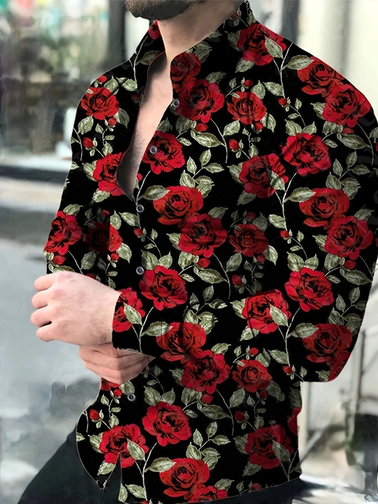 Herren Hemd Blumenmuster Flora Modern