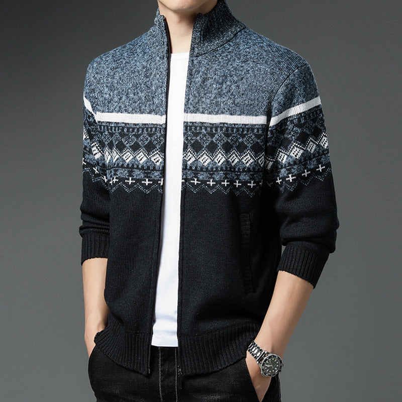 Herren Strickjacke Hochkragen Modern mit Muster