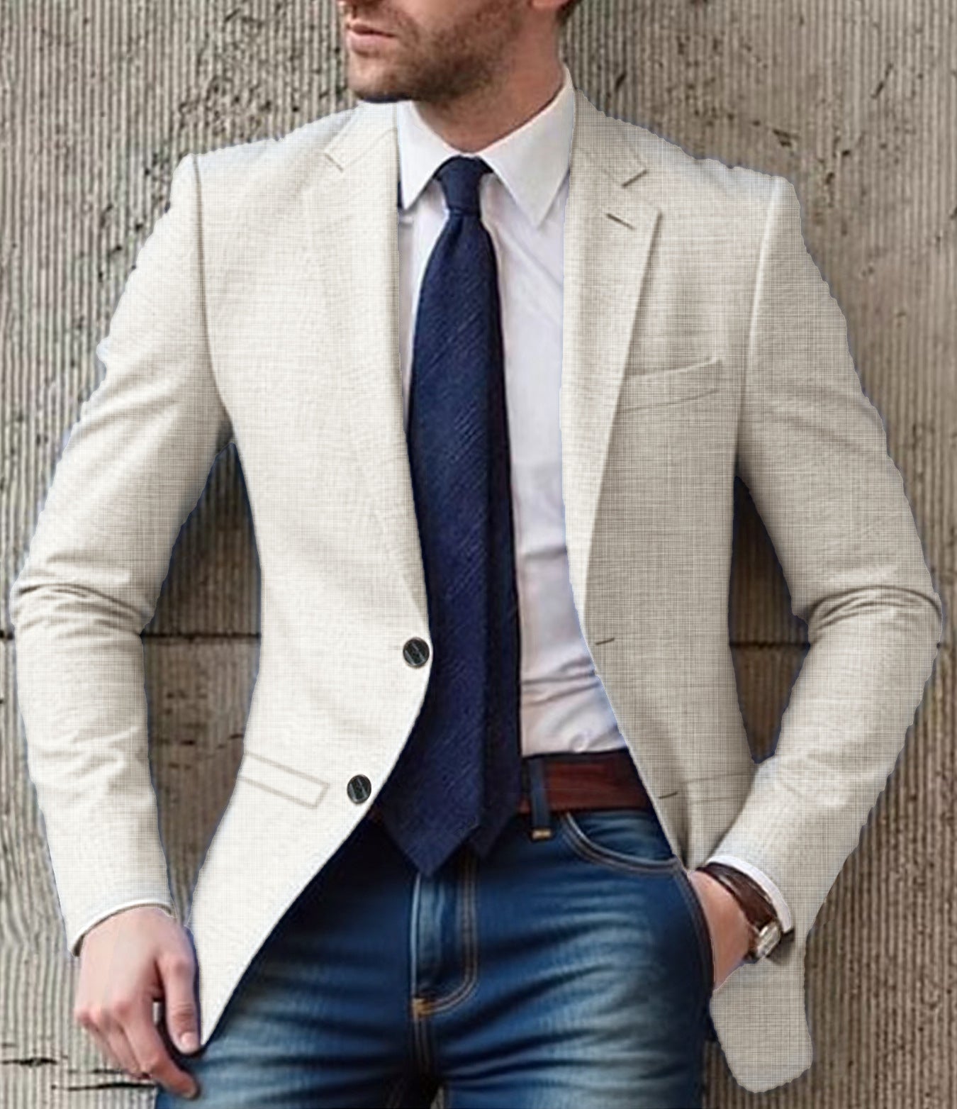 Herren Blazer Elegant Strukturiert Moderne Schnitt