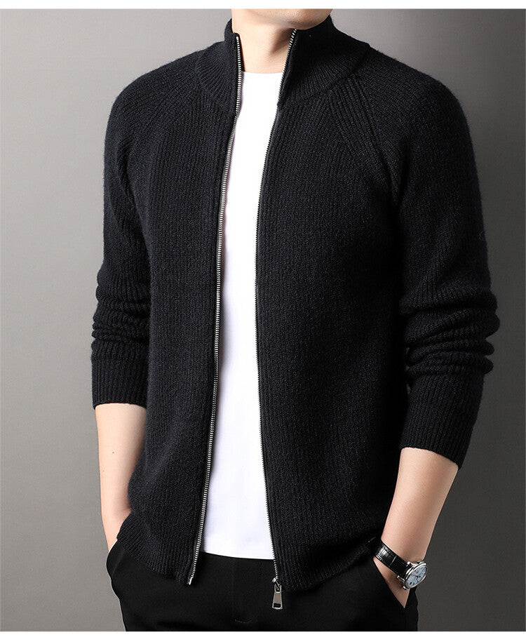 Herren Strickjacke Hochkragen Reißverschluss Uneffektiert Elegantes Design