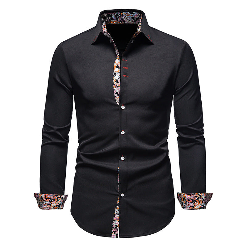 Elegantes Herren Langarmhemd Paisley Muster Modern