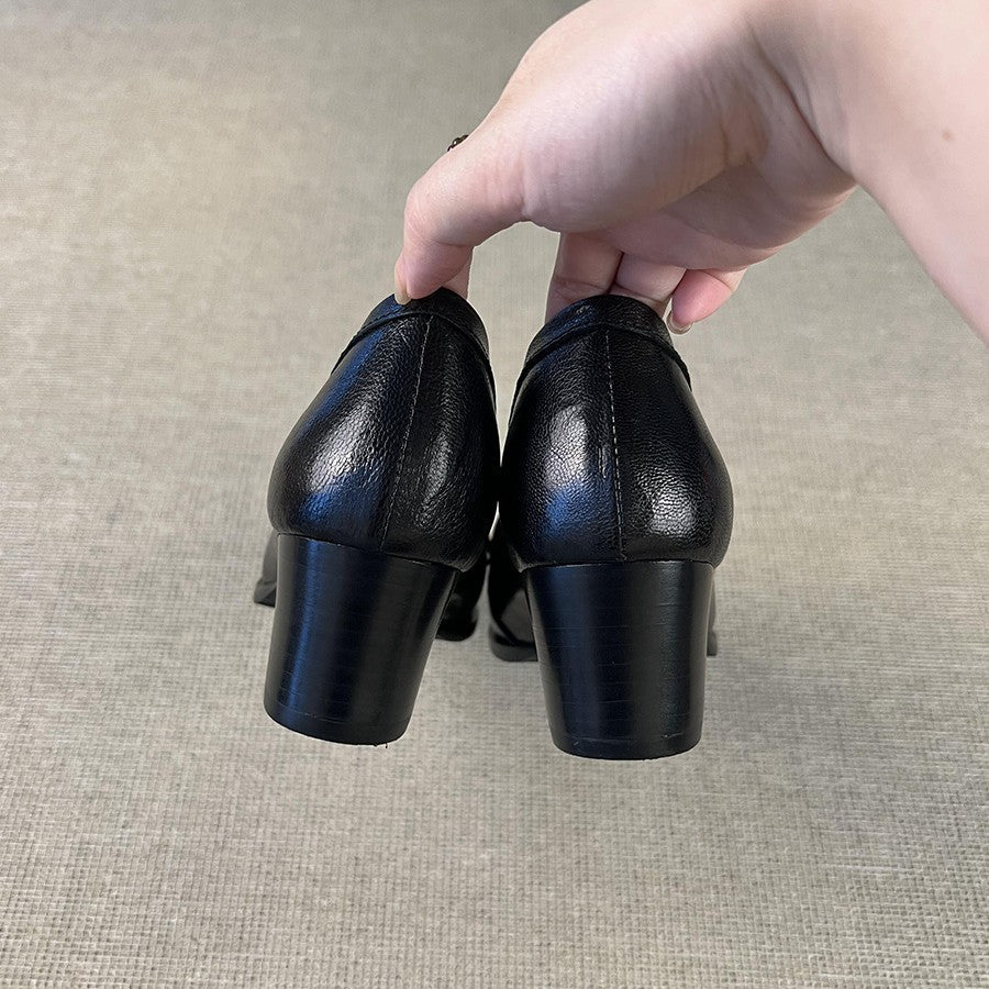 Damen Leder Loafers Elegant mit Riemen Schmuck